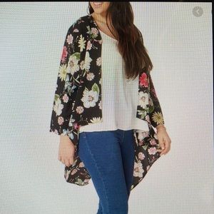 floral print High/low kimono cardigan